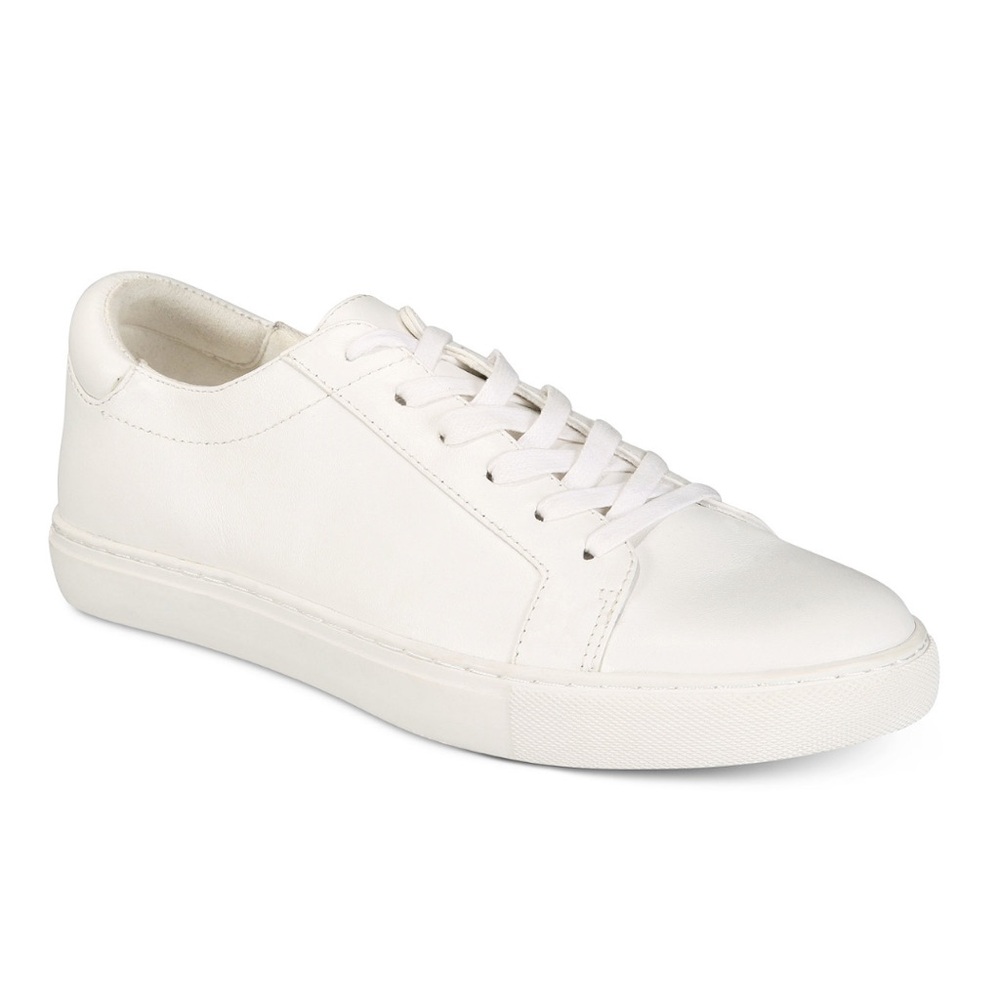 Kenneth Cole Kam All-White Leather Low-Top Sneakers Size 6.5